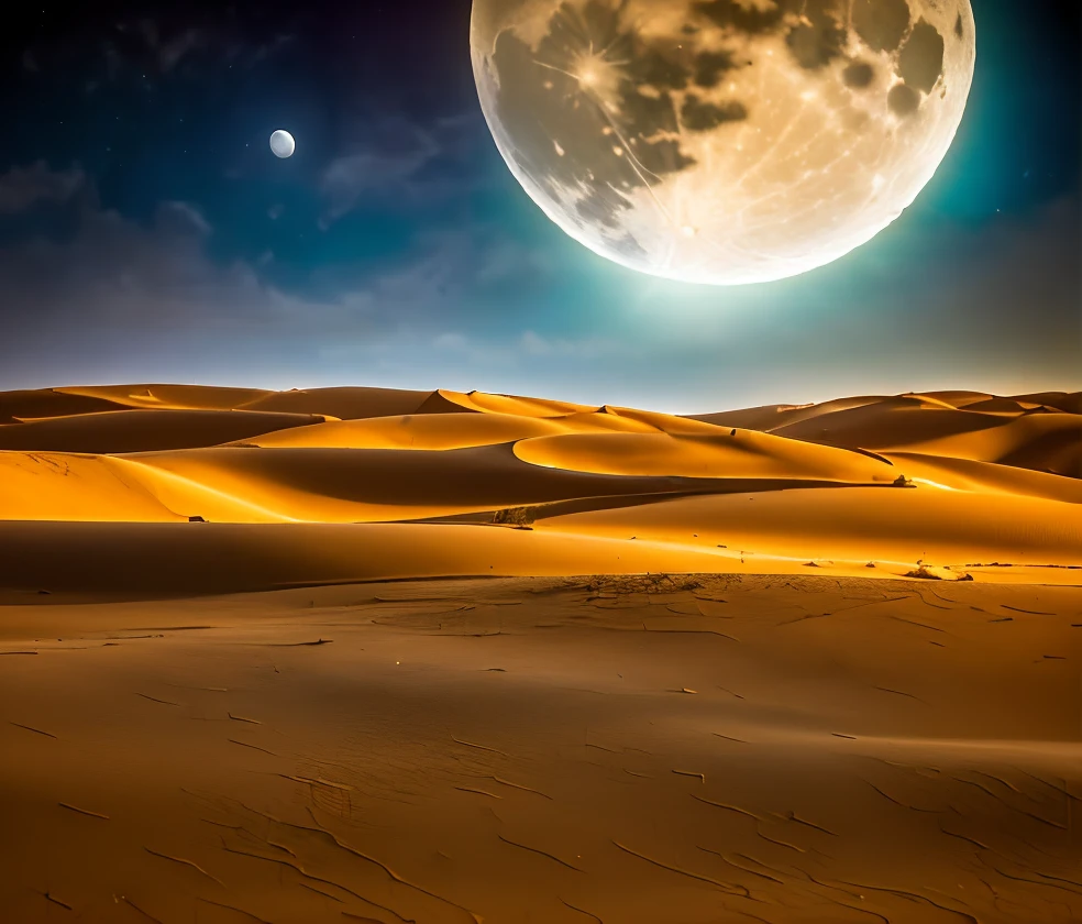 (masterpiece:1.2), (best quality,:1.2), 8k, HDR, ultra detailed, ((photorealistic)), professional light, cinematic lighting, fashion photography, ambient lighting, atmospheric effects, <lora:detail_slider_v4:3>, night, moon, stars, a clear sky over a fantasy desert, sand dunes, FanDe, <lora:FantasyDesert-10:1>, epiCPhoto