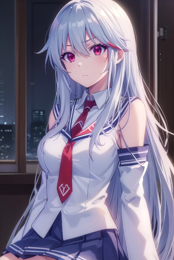ainechidorigafuchi, <lora:aine chidorigafuchi s1-lora-nochekaiser:1>,
aine chidorigafuchi, long hair, (red eyes:1.3), hair between eyes, very long hair,
BREAK skirt, thighhighs, school uniform, detached sleeves, necktie, black thighhighs, uniform, red necktie,
BREAK indoors, classroom,
BREAK looking at viewer, (cowboy shot:1.5),
BREAK <lyco:GoodHands-beta2:1>, (masterpiece:1.2), best quality, high resolution, unity 8k wallpaper, (illustration:0.8), (beautiful detailed eyes:1.6), extremely detailed face, perfect lighting, extremely detailed CG, (perfect hands, perfect anatomy),