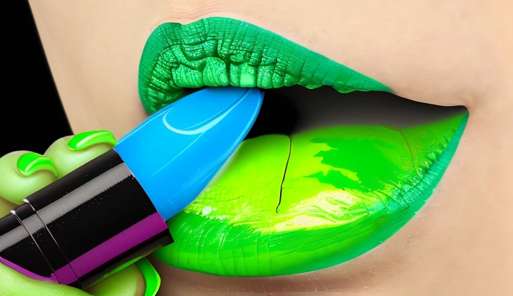 <lora:troom_troom_thumbnail:1> [troom_troom_thumbnail|troom_troom_thumbnails], mouth, toxic ooze lipstick, radioactive glowing green, bright, colorful