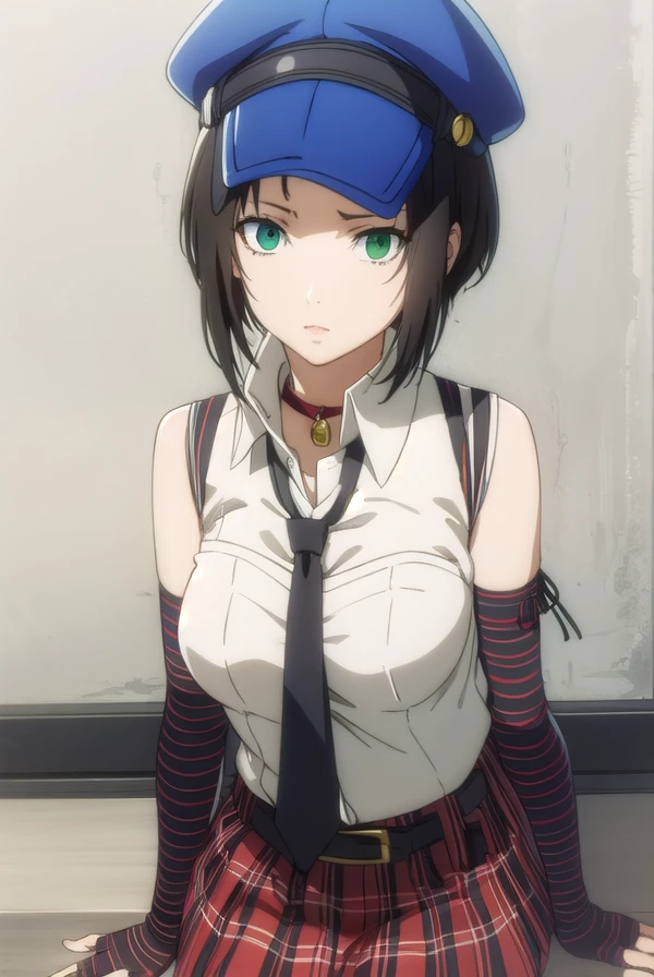 marikokusumi, <lora:mariko kusumi s1-lora-nochekaiser:1>,
mariko kusumi, short hair, black hair, (green eyes:1.3),
BREAK skirt, shirt, gloves, hat, white shirt, necktie, sleeveless, choker, elbow gloves, striped, belt, fingerless gloves, plaid, sleeveless shirt, red skirt, plaid skirt, striped gloves,
BREAK outdoors,
BREAK looking at viewer,
BREAK <lyco:GoodHands-beta2:1>, (masterpiece:1.2), best quality, high resolution, unity 8k wallpaper, (illustration:0.8), (beautiful detailed eyes:1.6), extremely detailed face, perfect lighting, extremely detailed CG, (perfect hands, perfect anatomy),