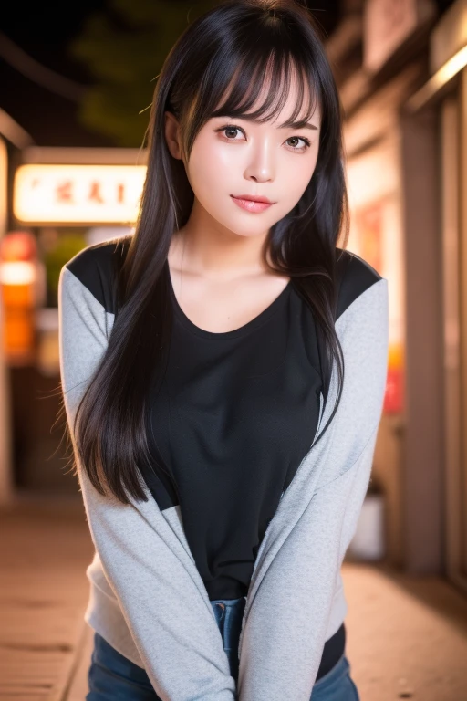 1girl,(RAW photo, best quality), (realistic, photo-realistic:1.4), masterpiece, an extremely delicate and beautiful, extremely detailed, 2k wallpaper, Amazing, finely detail, extremely detailed CG unity 8k wallpaper, ultra-detailed, highres, soft light, beautiful detailed girl, extremely detailed eyes and face, beautiful detailed nose, beautiful detailed eyes,cinematic lighting,perfect anatomy,slender body ,(bokeh:1.3)
in front of izakaya,narrow street like nakano,lights reflected on wet floor,after rain,night time,shop sign lights,winter night
wearing blouse and jacket
<lora:tsudzuku_lora:0.8>