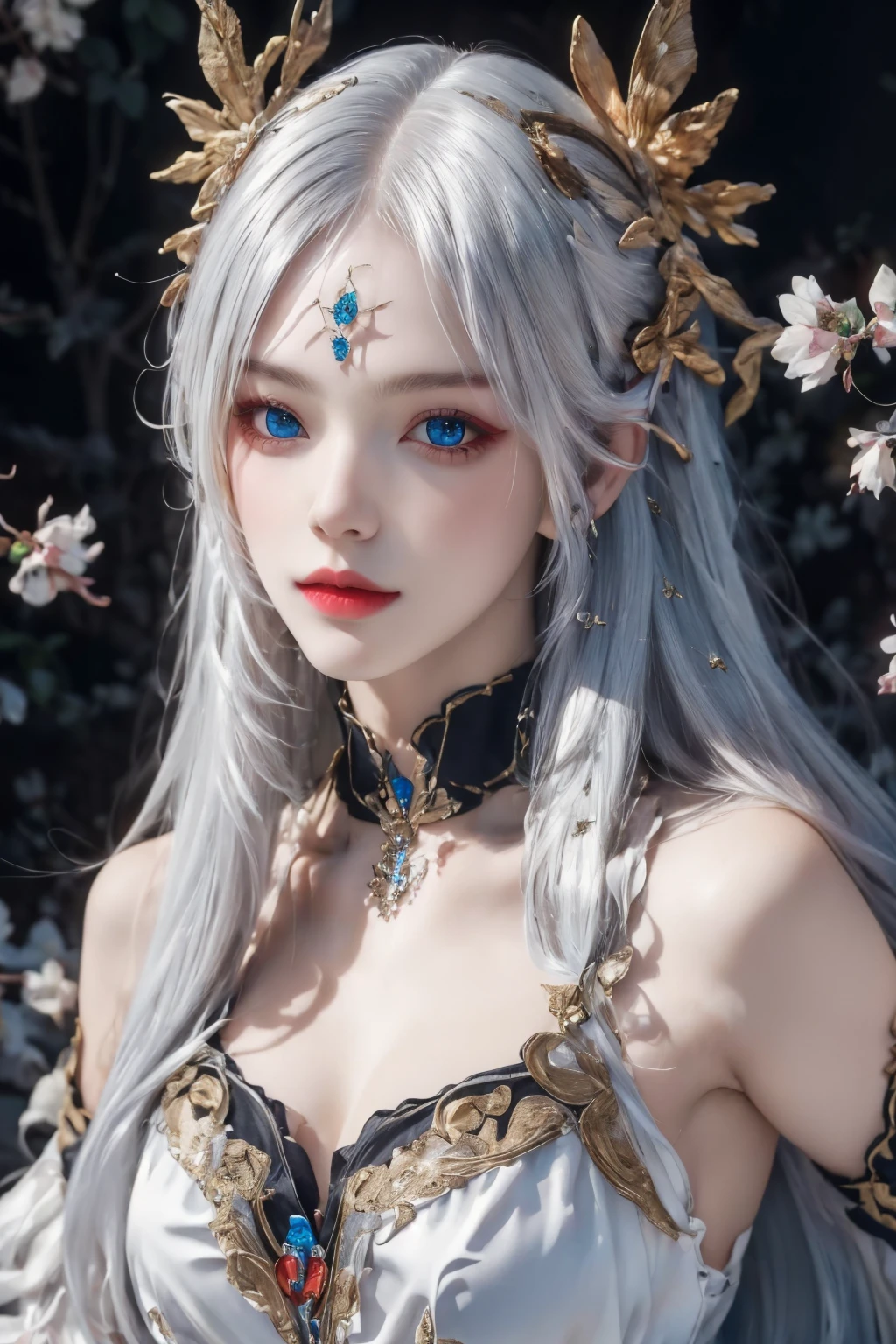<lora:xishi-09:0.8>,masterpiece,best quality,super high resolution,best quality,4k,(Realistic:1.2),xishi,1girl,long hair,white hair,