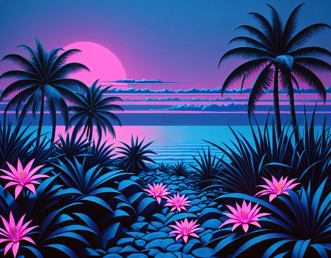 ObsidianViolet, Vaporwave, insane details, landscape of a (Nauru:1.2) and Hamburg, desolate flora, at Blue hour, Classical, Dark, F/8, (stylized by Alexej von Jawlensky:0.8)
