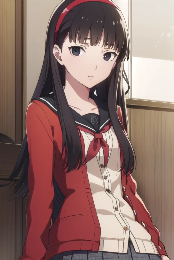 yukikoamagi, <lora:yukiko amagi s1-lora-nochekaiser:1>,
yukiko amagi, long hair, black hair, hairband, (black eyes:1.5),
BREAK skirt, school uniform, pantyhose, serafuku, black pantyhose, shirt, white shirt, cardigan, (red cardigan:1.5),
BREAK indoors, classroom,
BREAK looking at viewer, (cowboy shot:1.5),
BREAK <lyco:GoodHands-beta2:1>, (masterpiece:1.2), best quality, high resolution, unity 8k wallpaper, (illustration:0.8), (beautiful detailed eyes:1.6), extremely detailed face, perfect lighting, extremely detailed CG, (perfect hands, perfect anatomy),