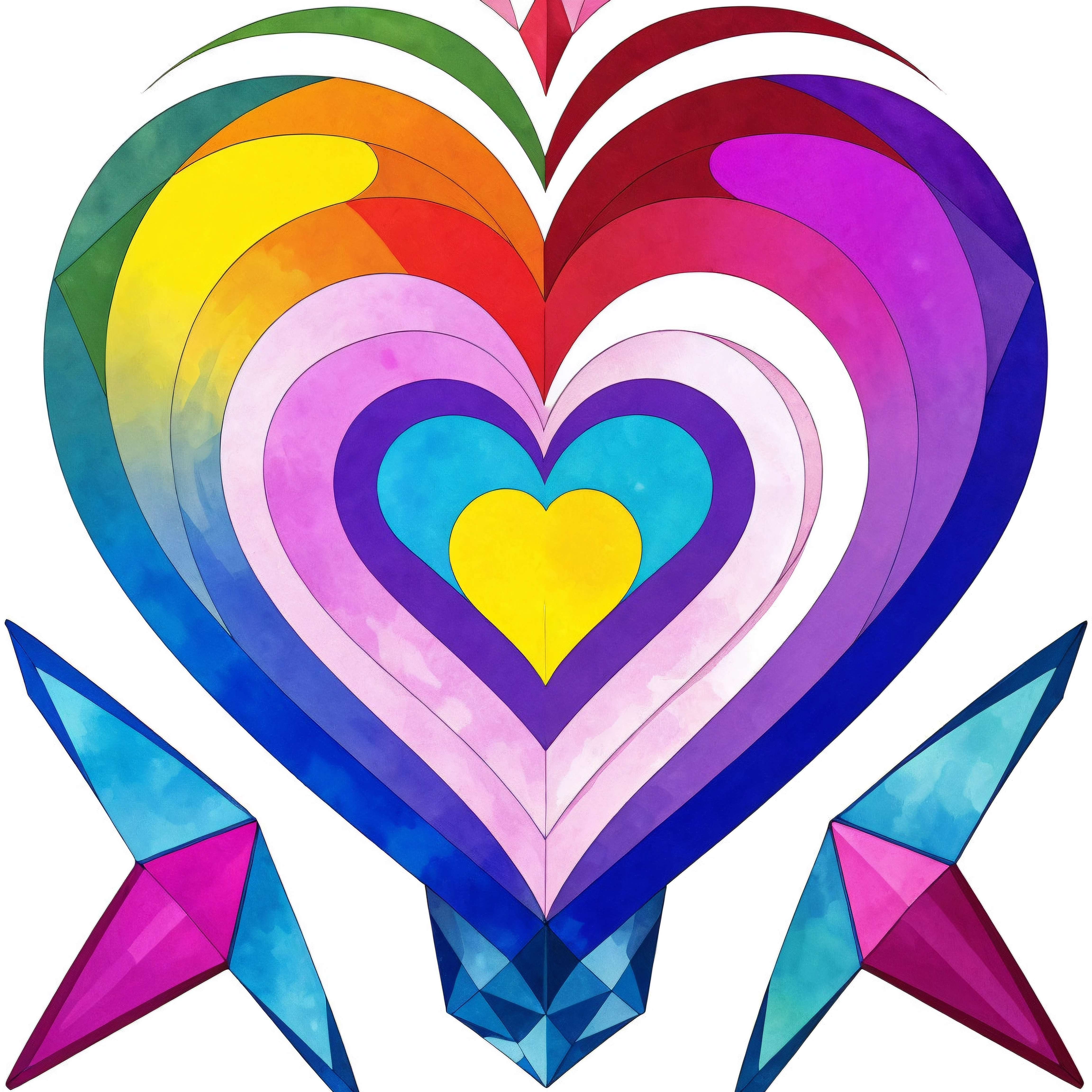 no humans, colorful, stained glass, white background, simple background, abstract, pokemon \(creature\), traditional media, still life, rainbow order, triangle, solo, crystal, abstract, heart, style <lora:AbstractHeart:0.5>