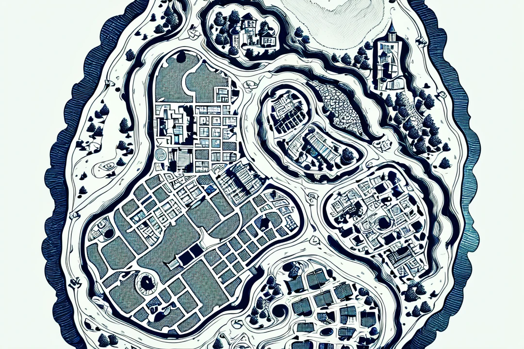 amazing, 4k, extremely detailed art, best quality, masterpiece, ultra high res, intricate detail,
<lora:cartography:1>, map, monochrome, no humans, (from above), border, tree, stairs, house, water, blue theme, cityscape, abstract, fine art parody,
<lora:more_details:0.5>
