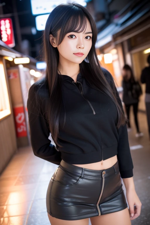 1girl,(RAW photo, best quality), (realistic, photo-realistic:1.4), masterpiece, an extremely delicate and beautiful, extremely detailed, 2k wallpaper, Amazing, finely detail, extremely detailed CG unity 8k wallpaper, ultra-detailed, highres, soft light, beautiful detailed girl, extremely detailed eyes and face, beautiful detailed nose, beautiful detailed eyes,cinematic lighting,perfect anatomy,slender body ,(bokeh:1.3)
in front of izakaya,narrow street like nakano,lights reflected on wet floor,after rain,night time,shop sign lights,winter night
(wearing short skirt and black jacket),(long hair)
<lora:tsudzuku_lora:0.7>