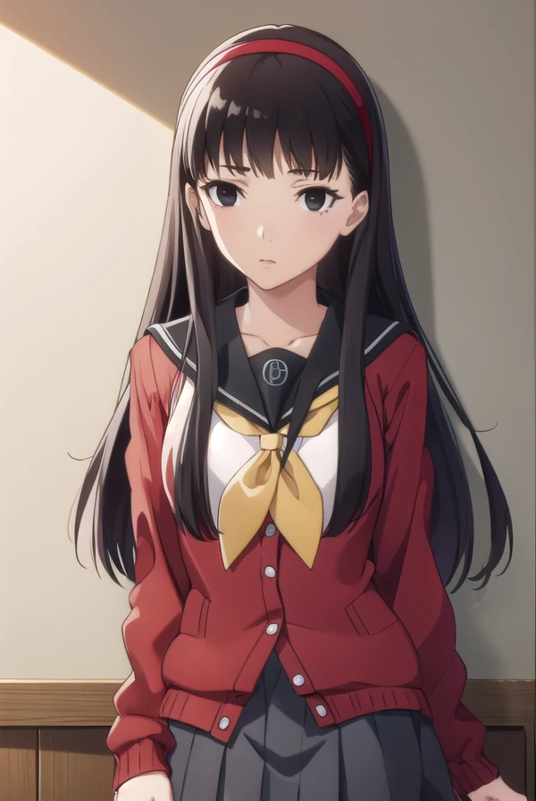 yukikoamagi, <lora:yukiko amagi s1-lora-nochekaiser:1>,
yukiko amagi, long hair, black hair, hairband, (black eyes:1.5),
BREAK skirt, school uniform, pantyhose, serafuku, black pantyhose, shirt, white shirt, cardigan, (red cardigan:1.5),
BREAK indoors, classroom,
BREAK looking at viewer, (cowboy shot:1.5),
BREAK <lyco:GoodHands-beta2:1>, (masterpiece:1.2), best quality, high resolution, unity 8k wallpaper, (illustration:0.8), (beautiful detailed eyes:1.6), extremely detailed face, perfect lighting, extremely detailed CG, (perfect hands, perfect anatomy),