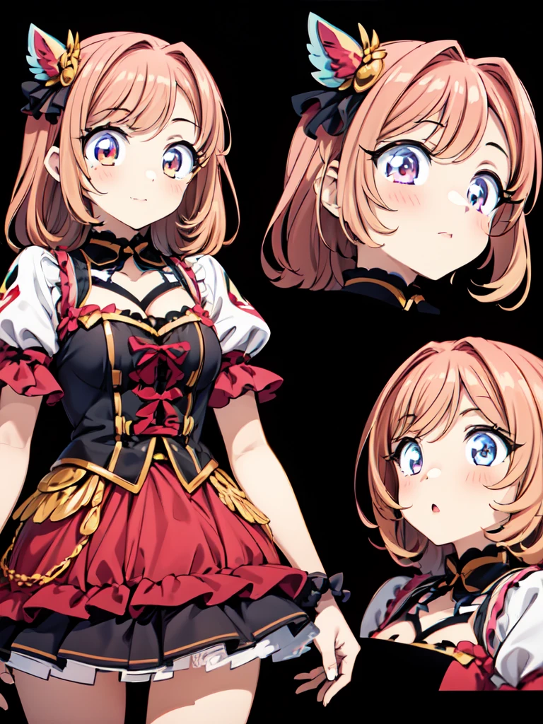 1girl,face_focus,multiple_views,idol clothes,