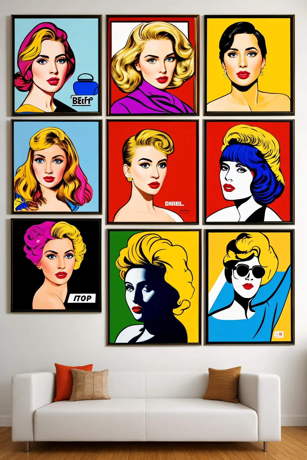 Pop Art painting of a modern smartphone with classic art pieces appearing on the screen.