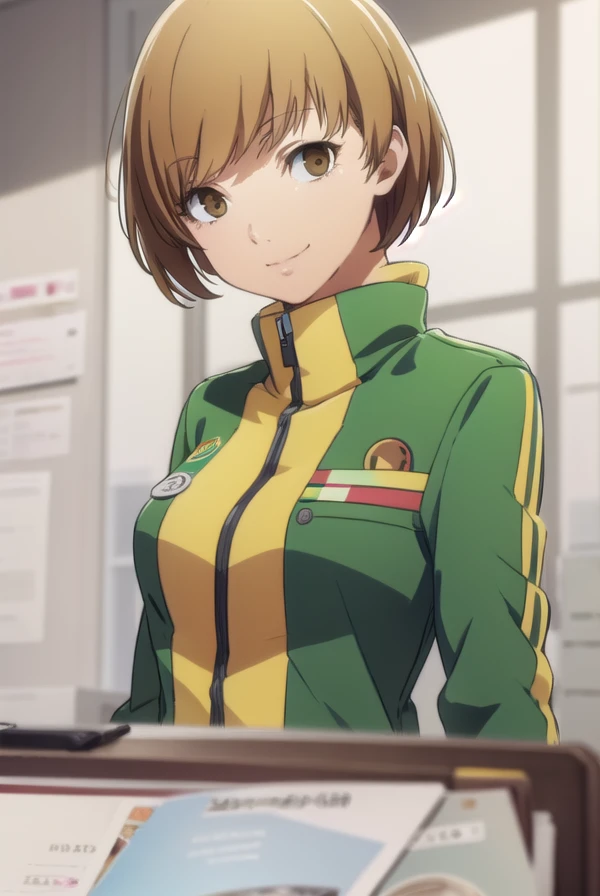 chiesatonaka, <lora:chie satonaka s1-lora-nochekaiser:1>,
chie satonaka, short hair, brown hair, (brown eyes:1.5), smile,
BREAK skirt, jacket, shoes, socks, track jacket, badge, button badge, smiley face, green jacket,
BREAK indoors, classroom,
BREAK looking at viewer,
BREAK <lyco:GoodHands-beta2:1>, (masterpiece:1.2), best quality, high resolution, unity 8k wallpaper, (illustration:0.8), (beautiful detailed eyes:1.6), extremely detailed face, perfect lighting, extremely detailed CG, (perfect hands, perfect anatomy),