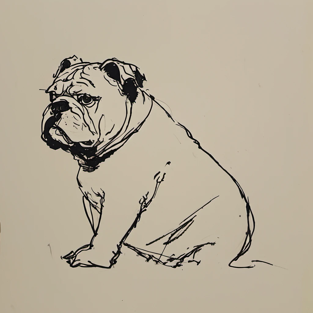 drawing of a bulldog <lora:my_sketching_style (1):1>