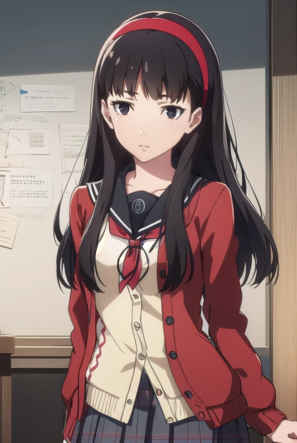 yukikoamagi, <lora:yukiko amagi s1-lora-nochekaiser:1>,
yukiko amagi, long hair, black hair, hairband, (black eyes:1.5),
BREAK skirt, school uniform, pantyhose, serafuku, black pantyhose, shirt, white shirt, cardigan, (red cardigan:1.5),
BREAK indoors, classroom,
BREAK looking at viewer, (cowboy shot:1.5),
BREAK <lyco:GoodHands-beta2:1>, (masterpiece:1.2), best quality, high resolution, unity 8k wallpaper, (illustration:0.8), (beautiful detailed eyes:1.6), extremely detailed face, perfect lighting, extremely detailed CG, (perfect hands, perfect anatomy),