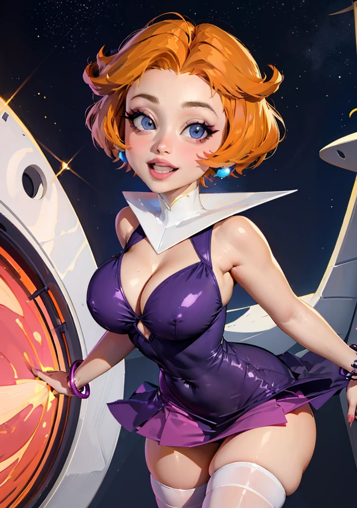 Garota anime ruiva com vestido longo pink e purple de casamento com corselet, saia, 16 anos, corpo bonito, seios grandes, with hands behind head, running your hands through your hair, Garota sexy, red short hair with braid, mechas de cabelo laterais, mechas de cabelo na lateral do rosto, beautiful lighting, sombras suaves, olhos azuis, pernas bonitas, short hair with braid, estilo anime, Ranma Chan, Autora Rumiko Takahashi, Baseado em obra de Rumiko Takahashi, Anime Ranma 1/ 2, decote sexy, quadril robusto, corpo inteiro, corpo inteiro, busto grande, garota jovem com corpo belo e bonito, sandals on his feet, garota 16 anos jovem baixa estatura, usando vestido longo pink e purple, garota anime, estilo anime, beautiful feet in sandals, 0° front viewing angle, ao ar livre, red hair braid