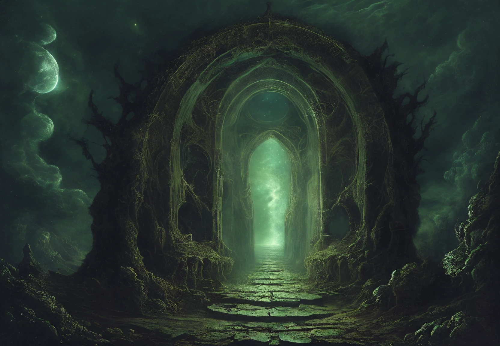 cosmic gateway between dimensions, eldritch, lovecraftian, horror
