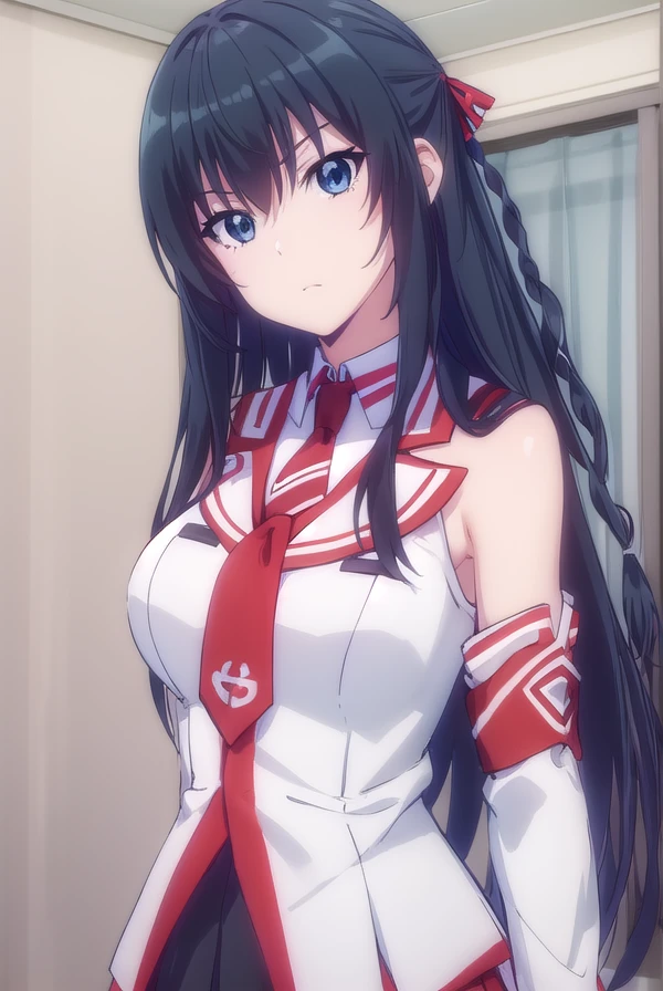 hayuruhimekawa, <lora:hayuru himekawa s1-lora-nochekaiser:1>,
hayuru himekawa, long hair, (black eyes:1.3), black hair, hair ribbon, braid,
BREAK skirt, thighhighs, ribbon, school uniform, detached sleeves, necktie, black skirt, red necktie,
BREAK indoors, classroom,
BREAK looking at viewer, (cowboy shot:1.5),
BREAK <lyco:GoodHands-beta2:1>, (masterpiece:1.2), best quality, high resolution, unity 8k wallpaper, (illustration:0.8), (beautiful detailed eyes:1.6), extremely detailed face, perfect lighting, extremely detailed CG, (perfect hands, perfect anatomy),