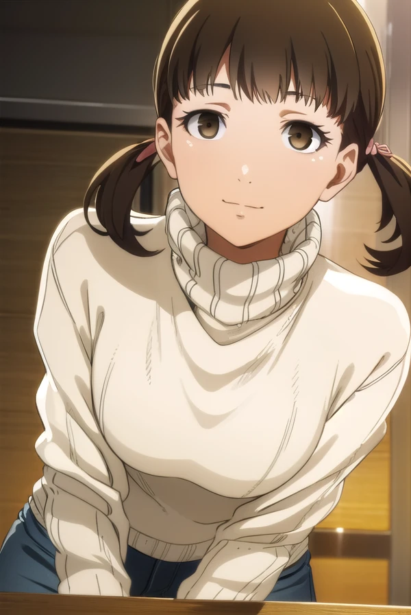 nanakodoujima, <lora:nanako doujima s1-lora-nochekaiser:1>,
nanako doujima, brown hair, twintails, (brown eyes:1.5), short twintails, child, smile,
BREAK dress, turtleneck, long sleeves, sweater,
BREAK indoors,
BREAK looking at viewer, (cowboy shot:1.5),
BREAK <lyco:GoodHands-beta2:1>, (masterpiece:1.2), best quality, high resolution, unity 8k wallpaper, (illustration:0.8), (beautiful detailed eyes:1.6), extremely detailed face, perfect lighting, extremely detailed CG, (perfect hands, perfect anatomy),