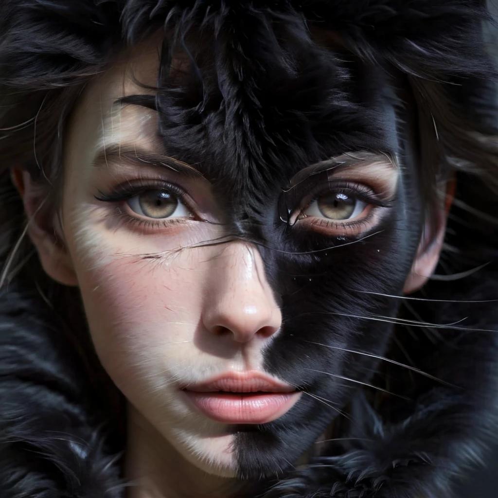 wanapi the girl's face covered with black fur <lora:wanapi:1>