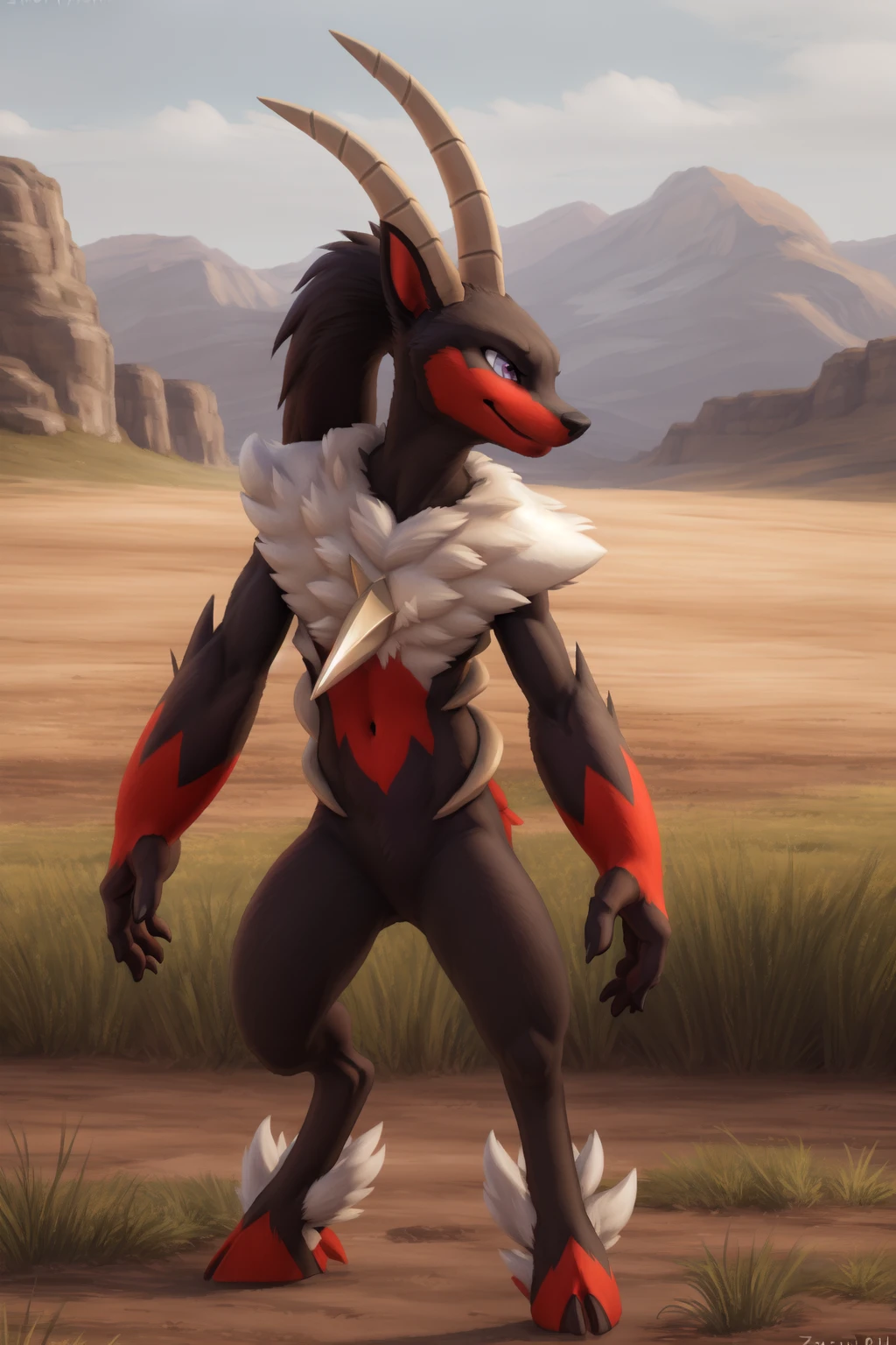<lora:Incineram-09:1>, incineram, purple eyes, ponytail,  (posing:1.3), (soft shading), 4k, hi res, ((detailed face, detailed)), by zackarry911, by zaush, (by personalami:0.5), solo, looking at viewer, closed mouth, standing, full body, meadow