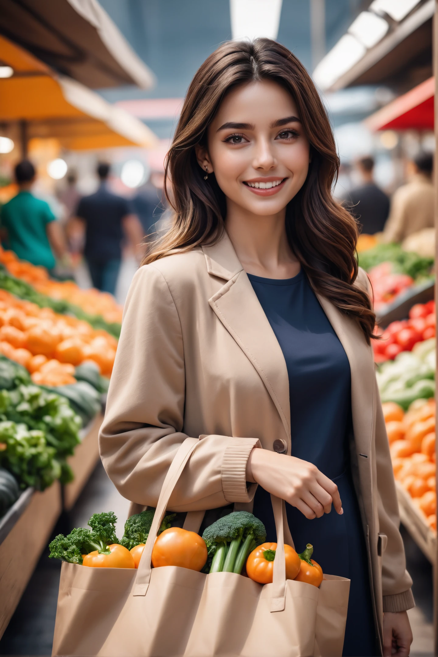 amazing quality, masterpiece, best quality, hyper detailed, ultra detailed,
Cinematic still of girl holding shopping bag full of vegetables with paws, shopping with smile in a market. . Shallow depth of field, vignette, highly detailed, high budget, bokeh, Cinemascope, moody, epic, gorgeous, film grain, grainy
