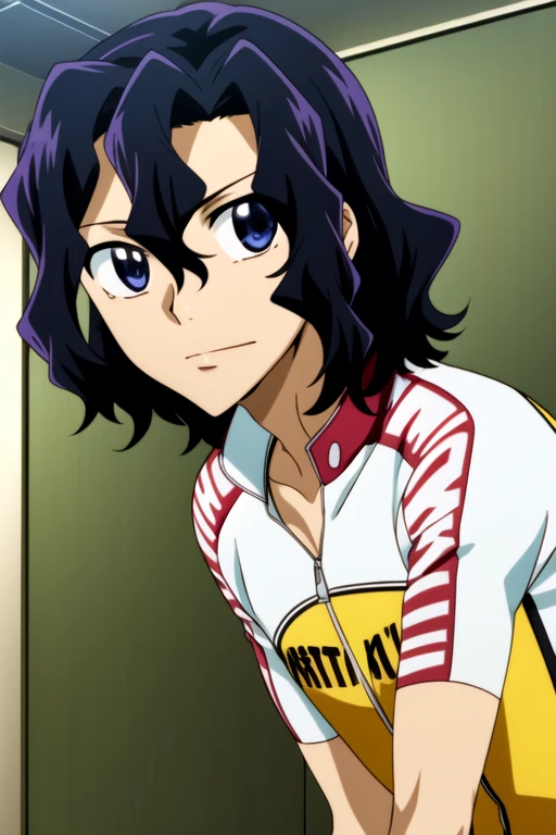 (best quality:1.1), (masterpiece:1.4), game cg, looking at viewer, upper body, depth of field, , (anime:1.4), 1boy, solo, male focus, <lora:junta_teshima:0.9>, junta_teshima, black hair, black eyes, hair between eyes, sanpaku, wavy hair,