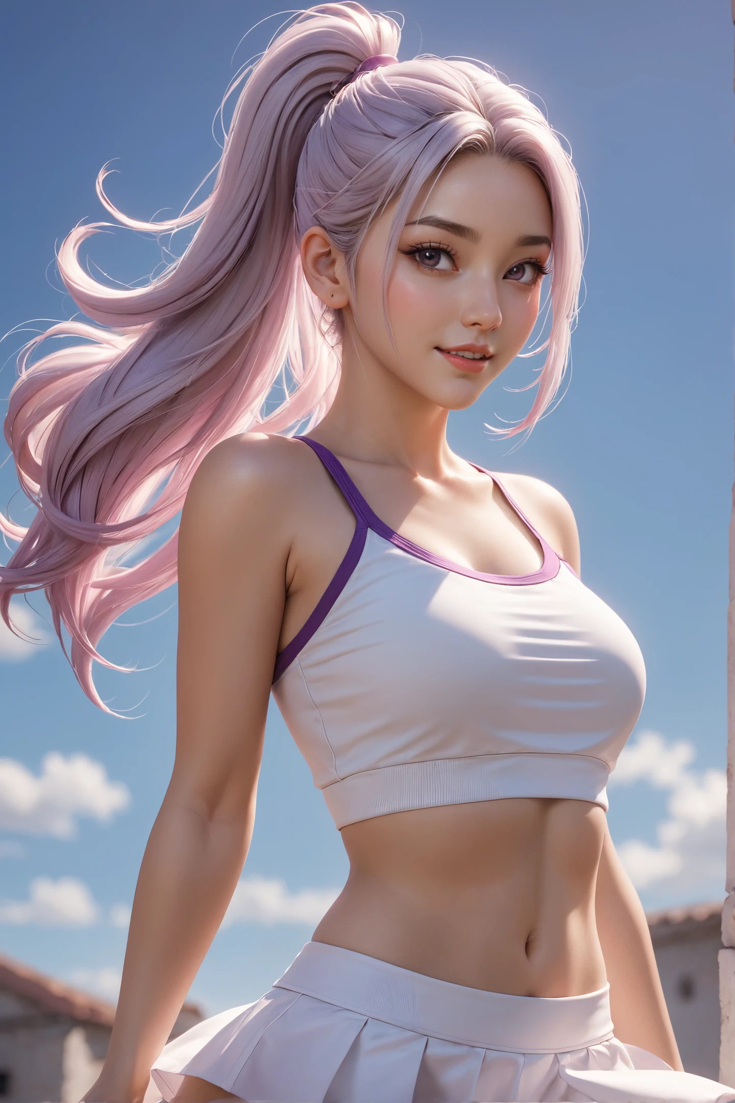 ((huge tit))、((1 year old)、((very small head))、sunlights、sunlights、brightened light、(perfect bodies:1.1)、(fullllbody)、(short wavy hair:2.8、dark brown hair、Pink and blue mesh hair、Thin mesh)、Fulll body Shot、((Tight workout wear)、(perspiring)、(Highly detailed CG 1k wallpaper)、(extremely delicate and beautiful)、(Mass Piece)、(top-quality:0.1)、(超A high resolution:0.<>)、(realisitic)、beautiful lightning、Perfect Lightning、realistic shadow、[hight resolution]、Detailed skin、The ultra-detailliert、Slim body)、(beautiful hairl、hair wavy、real hair、Detailed hair、High ponytail)、thin clavicle、beutiful breast、red blush、photoRealstic、lifelike face、beautiful countenance、cute  face、realisticeyes、Small eyes、Cute smiling face、(colourfull)))、(eye liner)、(mascara)、(eyeshadows)、(at the gym)、Looks Back、bighip、(Child's face)、