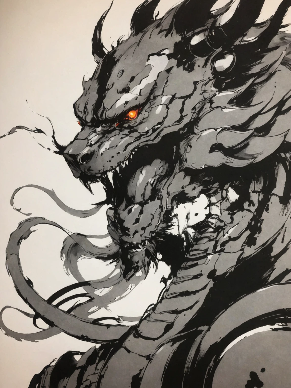 amazing artwork in the style of Shinkawa Youji, Chinese Dragon, metal gear. <lora:shinkawa_youji_xl_v1f:1>