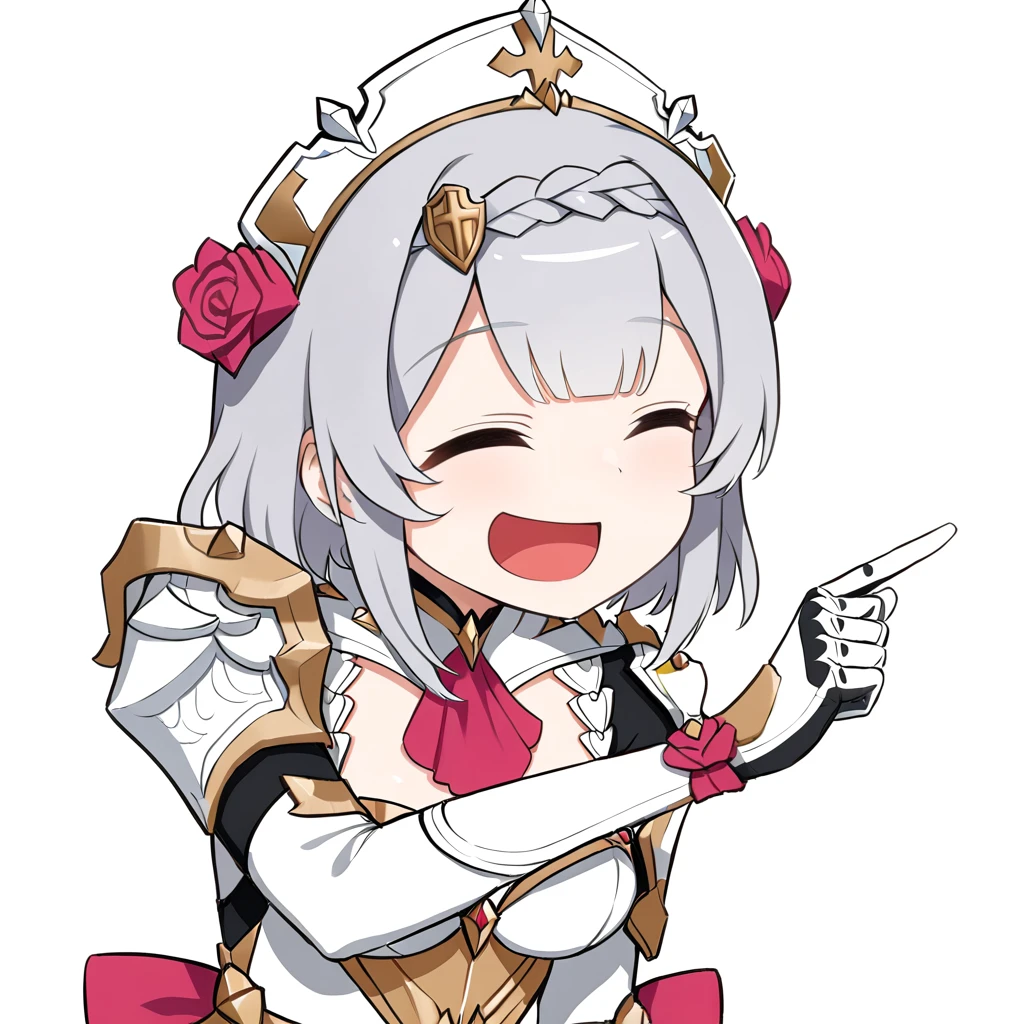 <lora:xl_ð¤£ð2_a3:1>,ð¤£ð pose,solo,closed eyes,pointing,open mouth,smile,^ ^,:d,white background,simple background,Noelle \(genshin impact\),, masterpiece, best quality,