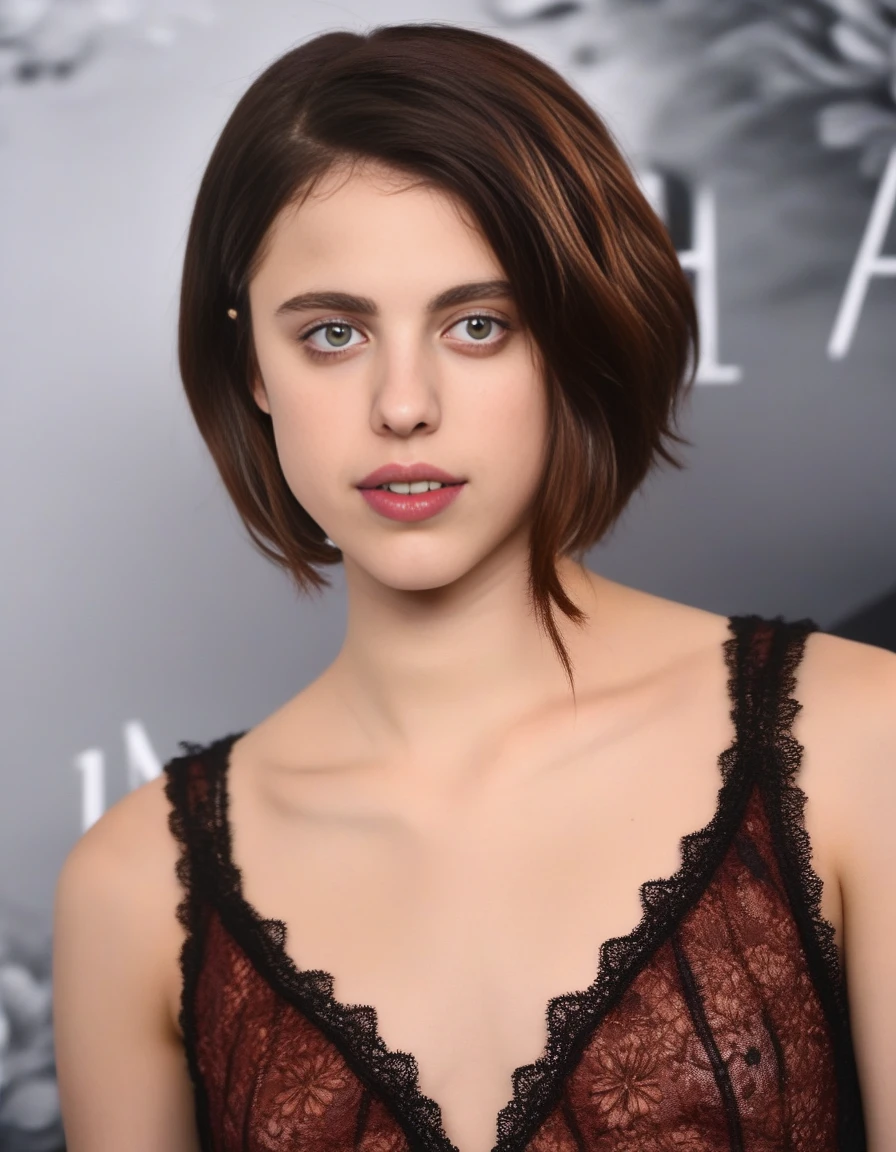Masterpiece, Ultra realistic high definition of 20 years old Cailee Spaeny real life actress, Relaxed, Slim body, Slim legs, Small tits, Ultra realistic high definition micro detail thick sensual glossy lips, Ultra realistic high definition micro detail asymetrical big seductrice eyes, Ultra realistic high definition micro detail real life skin, Ultra realistic high definition micro detail short messy boyish hair, Elegant long gown red dress, Choker, Random jewlery, show her back, Short nails, (Attitude poses), Arms up, At red carpet movie premier outside a superb palace, Papparazzi taking picture on background, Fans asking her autosignature of her portrait, Drinking a cocktail, Warm professional lighting, Professional sharp and focus photoshoot, smile, (((Look at viewers)))
