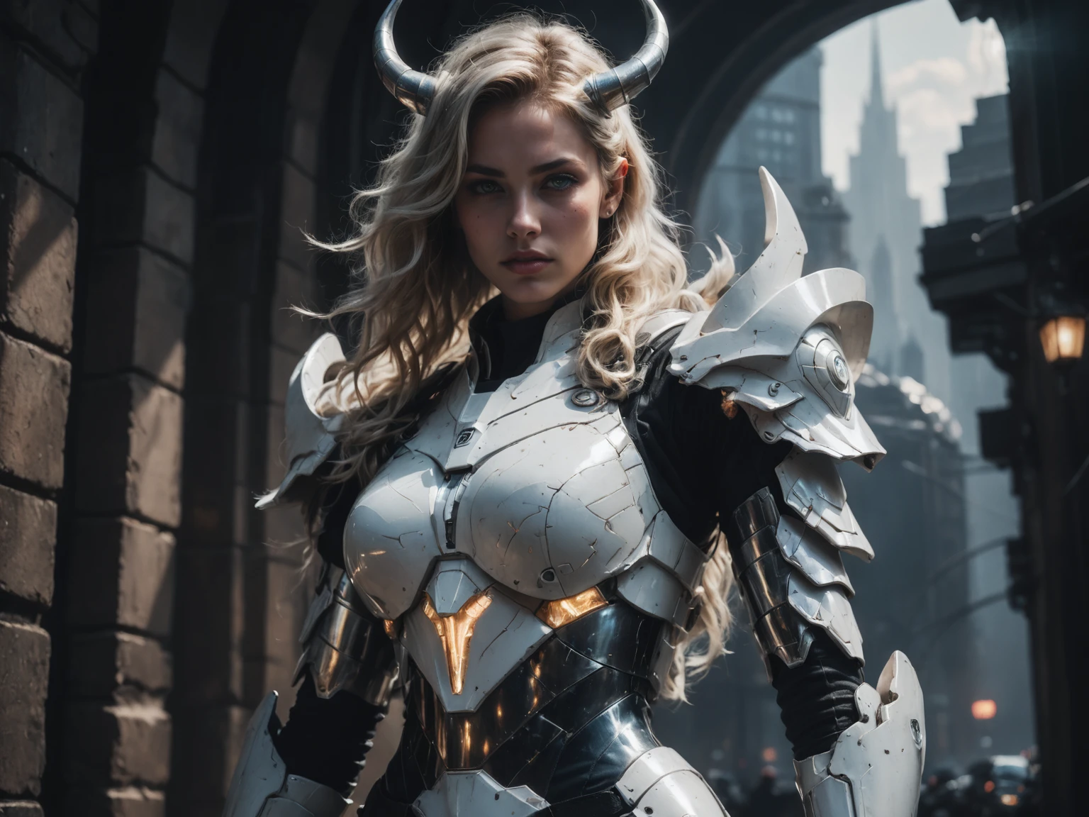 Instagram Selfie, In Casey Baugh's evocative style, BREAK
blacklight, dark theme, cinematic film still, tiefling, wearing fantasy heavy warrior armour, white (sci-fi:1.5) armour, white mecha, (white mecha armour:1.1), luminescent, crystal, arc reactor, cloak, bushy mane, god rays, harsh shadows, bright sunlight, in celestial heaven, majestic horns, (horns:1.2), film grain, dynamic pose, epic realism, RAW photo, 8K, highly detailed, depth of field
BREAK
Close up portrait, camera slightly from above, looking away, silk <lora:aesthetic_anime_v1s:1>