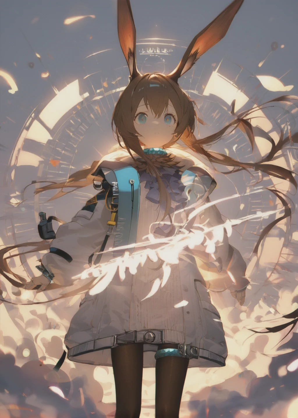 score_9,score_8_up,score_7_up,best quality,masterpiece,4k,uncensored,prefect lighting,rating_explicit,very aesthetic,anime BREAK <lora:amiya:1>,1 rabbit girl,brown hair,amiya,amiya \(arknights\),black pantyhose,