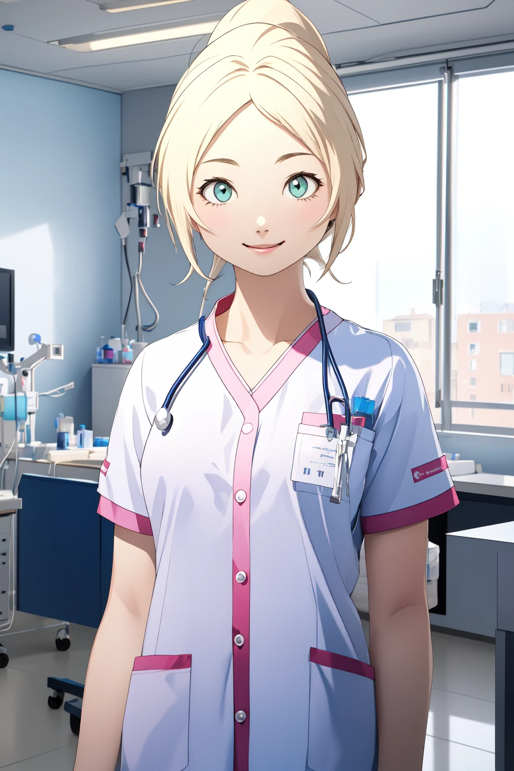 <lora:angela_thompson_v1_2-000003:1>, angela_thompson, (RAW photo, best quality), masterpiece, light smile, natural lighting, 1girl,
hospital operating room, hospital exam room, surgical light,
<lora:ClothingMedicalScrubs0:0.8> scrubs