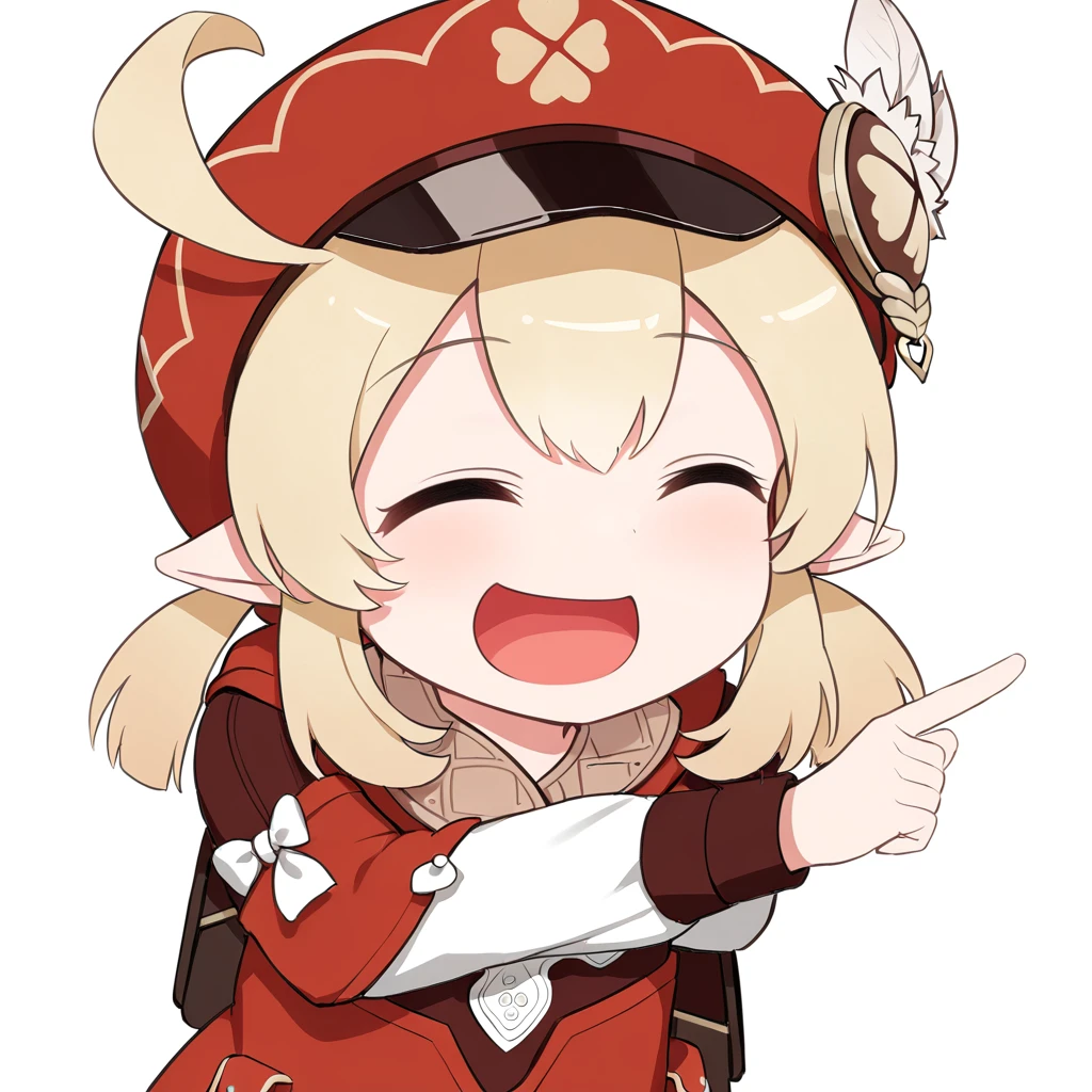 <lora:xl_ð¤£ð2_a3:1>,ð¤£ð pose,solo,closed eyes,pointing,open mouth,smile,^ ^,:d,white background,simple background,Klee \(genshin impact\),, masterpiece, best quality,