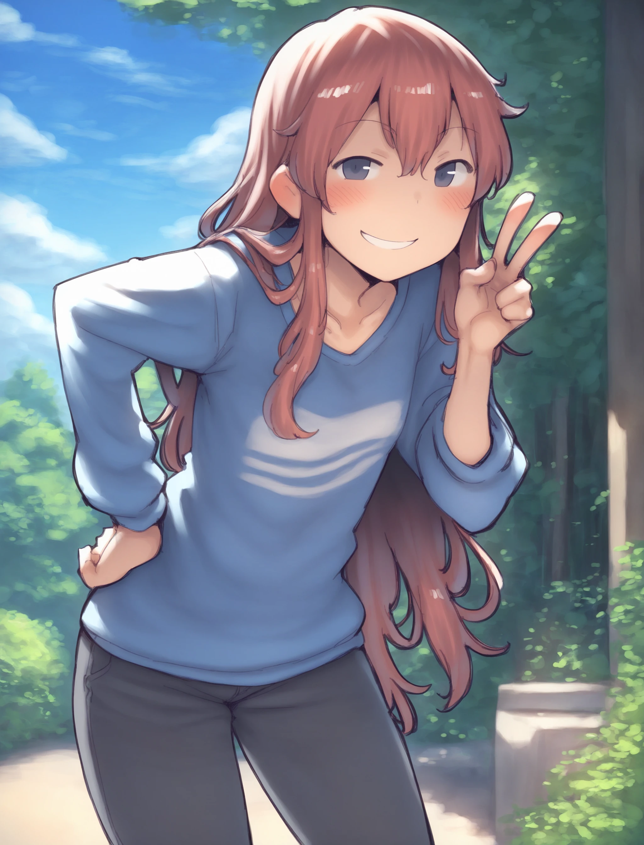 score_9, score_8_up, score_7_up, score_6_up, aaaa_style, BREAK
1girl, red hair, long hair, hand on hip, v, smile, leaning forward, outdoors, sky
<lora:aaaa_xl5:1>