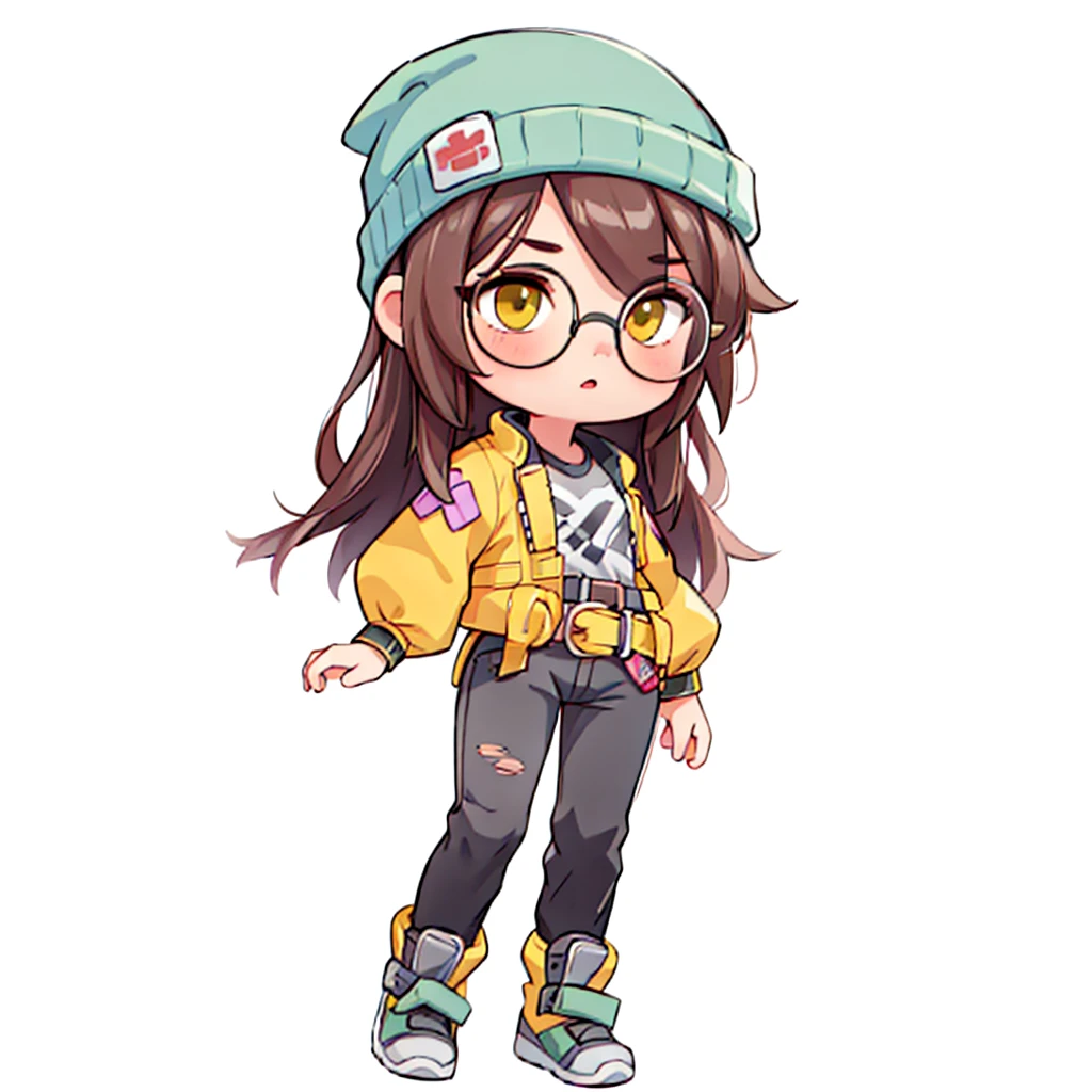 (masterpiece, best quality:1.2),
1girl,killjoy, green beanie, round glasses, yellow jacket, grey shirt, belt, black pants, full body, simple background, white background, <lora:justduet:0.85>, <lora:killjoy-nvwls-v1:0.8>