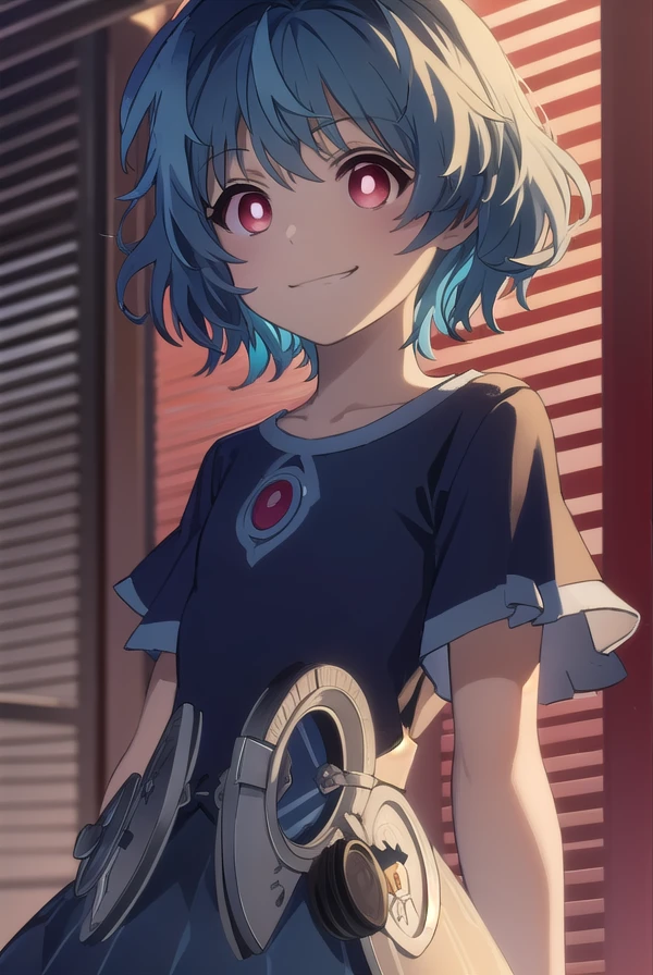 kohinahiruko, <lora:kohina hiruko s1-lora-nochekaiser:1>,
kohina hiruko, short hair, (red eyes:1.3), (bright pupils:1.5), streaked hair, blue hair, smile, grin,
BREAK dress, blue dress, short sleeves, frills,
BREAK outdoors,
BREAK looking at viewer, (cowboy shot:1.5),
BREAK <lyco:GoodHands-beta2:1>, (masterpiece:1.2), best quality, high resolution, unity 8k wallpaper, (illustration:0.8), (beautiful detailed eyes:1.6), extremely detailed face, perfect lighting, extremely detailed CG, (perfect hands, perfect anatomy),