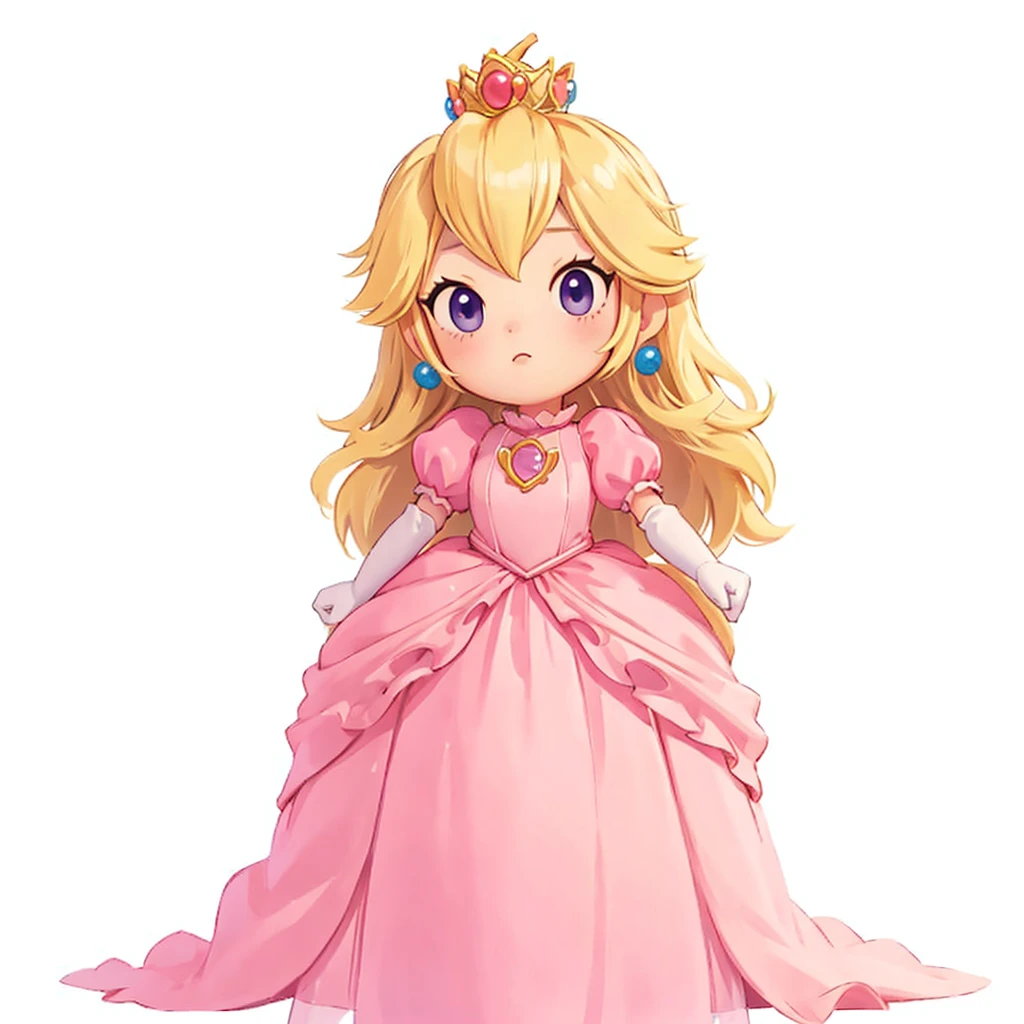 (masterpiece, best quality:1.2),
1girl, Princess_Peach (wearing pink gown), blonde hair , full body, simple background, white background, <lora:justduet:0.9> ,<lora:Addams:0.6>