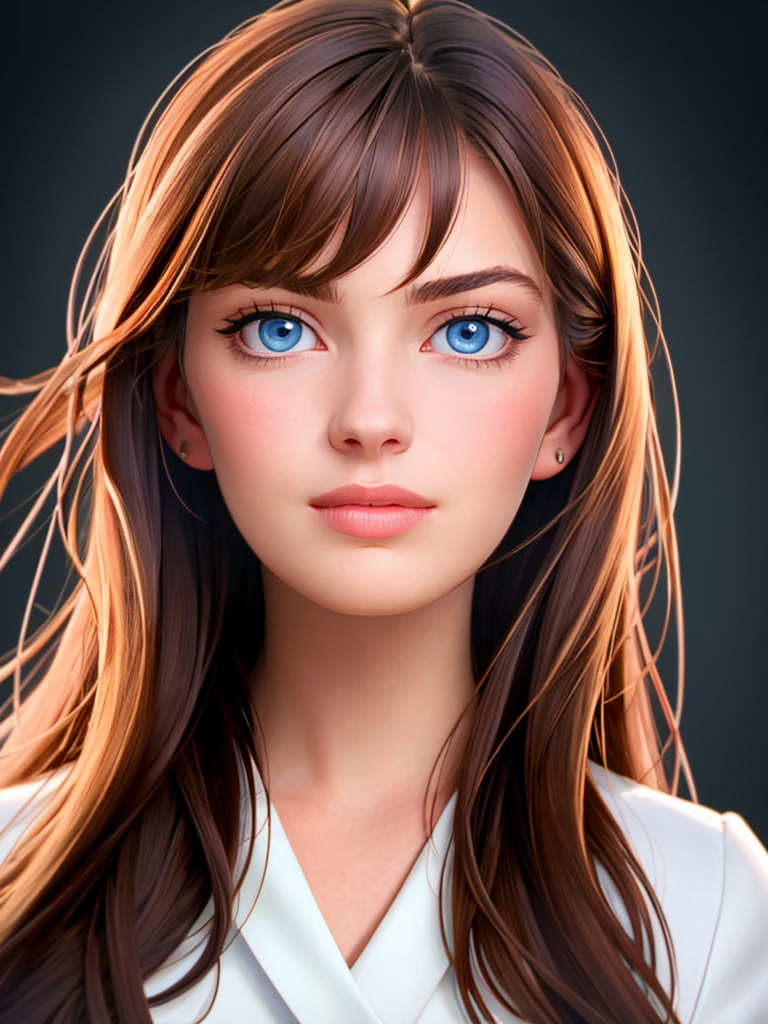A beautiful p4ul1n4p woman, 1girl,solo,long hair,looking at viewer,bangs,blue eyes,brown hair,closed mouth,lips,traditional media,portrait,realistic,nose,soft lighting, professional Photography, Photorealistic, detailed, RAW, analog, sharp focus, 8k, HD, high quality, masterpiece<lora:p4ul1n4p:1.0>