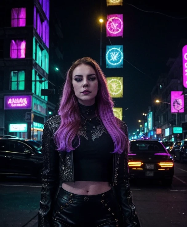 paolla, eyeliner, pale skin, long hair, perfect gorgerous face, cyberpunk, beautifull lights, neon in background, gloing lights, intrincate details, dragon tatoos, 3d tatoo, perfect smile, futuristic san francisco in background, using eletronic devices, military outfit, yellow military jacket, gloing leds in outifit, nikon photo, 8k, masterpiece <lora:paolla_v2:1>