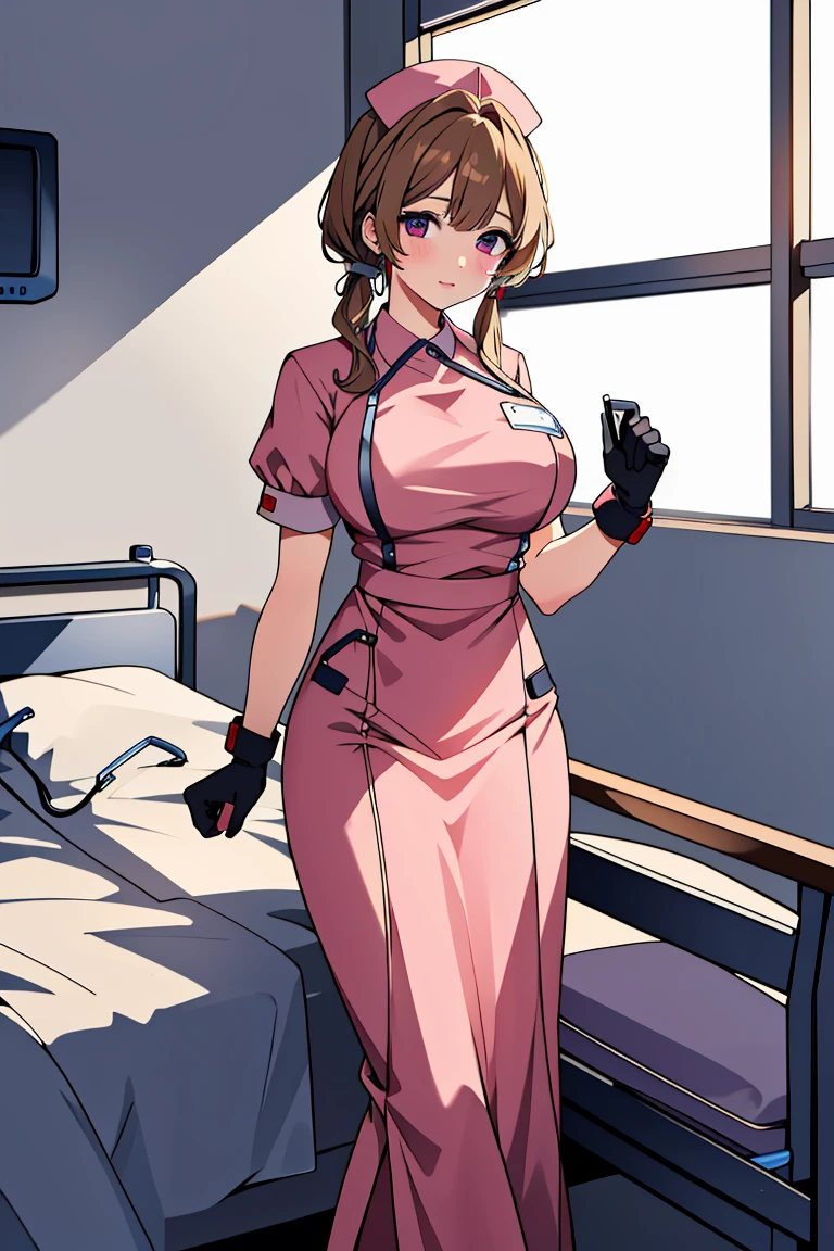 ((masterpiece, best quality,lower_body)), operating table,medical monitors,hospital bed,  <lora:Hitomi_Naruse_V1.2-000005:0.8> (hitomi naruse),  <lora:Long Skirt Nurse V2:0.8> (nurse_uniform_long_3, gloves, apron, nurse cap, nurse,long dress),