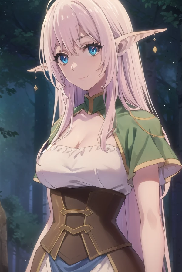 yarandrala, <lora:yarandrala s1-lora-nochekaiser:1>,
yarandrala, long hair, bangs, blue eyes, hair between eyes, very long hair, pink hair, pointy ears, elf, smile,
BREAK gloves, cleavage, jewelry, earrings, corset, dress, green dress, pelvic curtain,
BREAK outdoors,
BREAK looking at viewer, (cowboy shot:1.5),
BREAK <lyco:GoodHands-beta2:1>, (masterpiece:1.2), best quality, high resolution, unity 8k wallpaper, (illustration:0.8), (beautiful detailed eyes:1.6), extremely detailed face, perfect lighting, extremely detailed CG, (perfect hands, perfect anatomy),