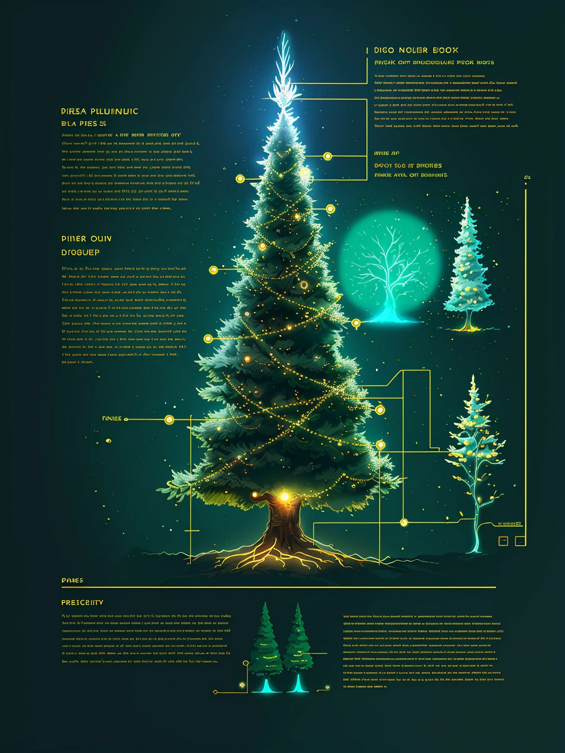 master piece, high quality, a bioluminescent pine tree, green light, black background, J_diagram <lora:J_diagram:0.8>