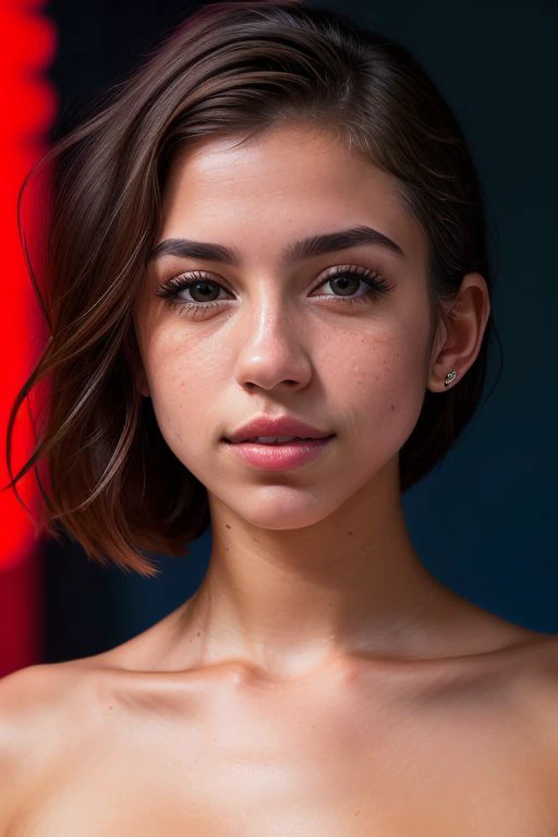 Merger_hannah_fueren,
(headshot:1.2) portrait on a (plain dark background:1.2), (headshot:1.2), (face focus:1.1), intricate (beautiful eyes:1.2), (wide open eyes:1.1), Big eyes, clean photo, lighting from behind, (Red lighting from the left:1.3), (Blue lighting from the right:1.3),
bokeh, f1.4, 40mm, photorealistic, raw, 8k, textured skin, skin pores, intricate details <lora:epi_noiseoffset2:1>, epiCRealism <lora:detail_slider_v4:0.8>