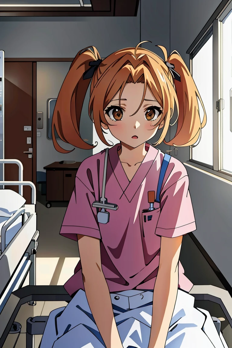 ((masterpiece, best quality,lower_body)), operating table,medical monitors,hospital bed,   <lora:Chika_Naruse_v1.2-000006:0.8> (chika naruse,twintails),