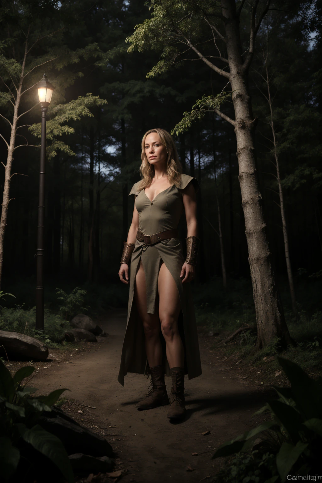 BMAIW,  female elf mage at night in the forest, atmospheric, cinematic, high detail, masterpiece <lora:BMAIW_sd15_scaled_128:0.75>