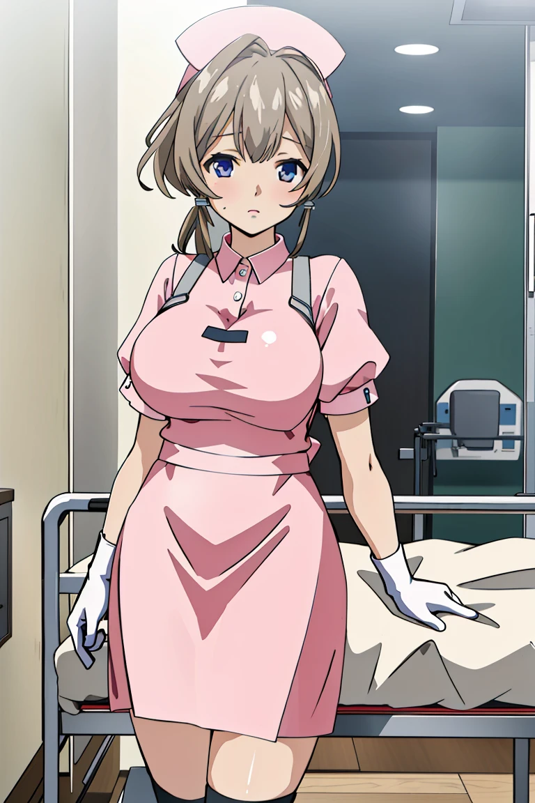 ((masterpiece, best quality,lower_body)), operating table,medical monitors,hospital bed,  <lora:Hitomi_Naruse_V1.2-000005:0.8> (hitomi naruse),  <lora:Latex Nurse Apron V2:0.7> (latex_nurse_v2, nurse, nurse cap, apron, gloves,shiny dress),