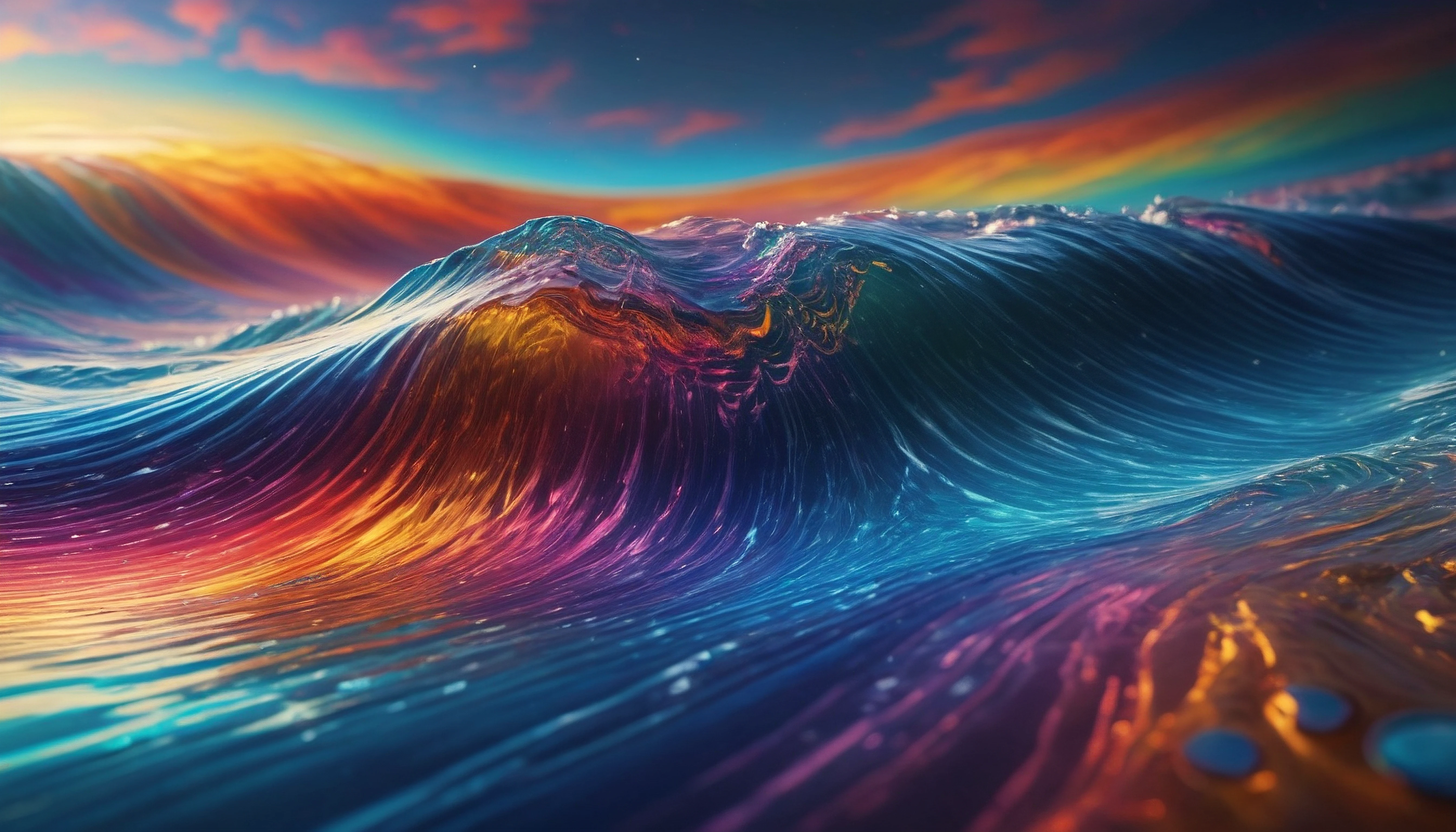 a multi-coloured coalescence in a special light and brightly cloudy spirit, undulating and hyper-detailed and realistic ripples of hyper-detailed and defined energy, 16k, unreal engine, sharp focus