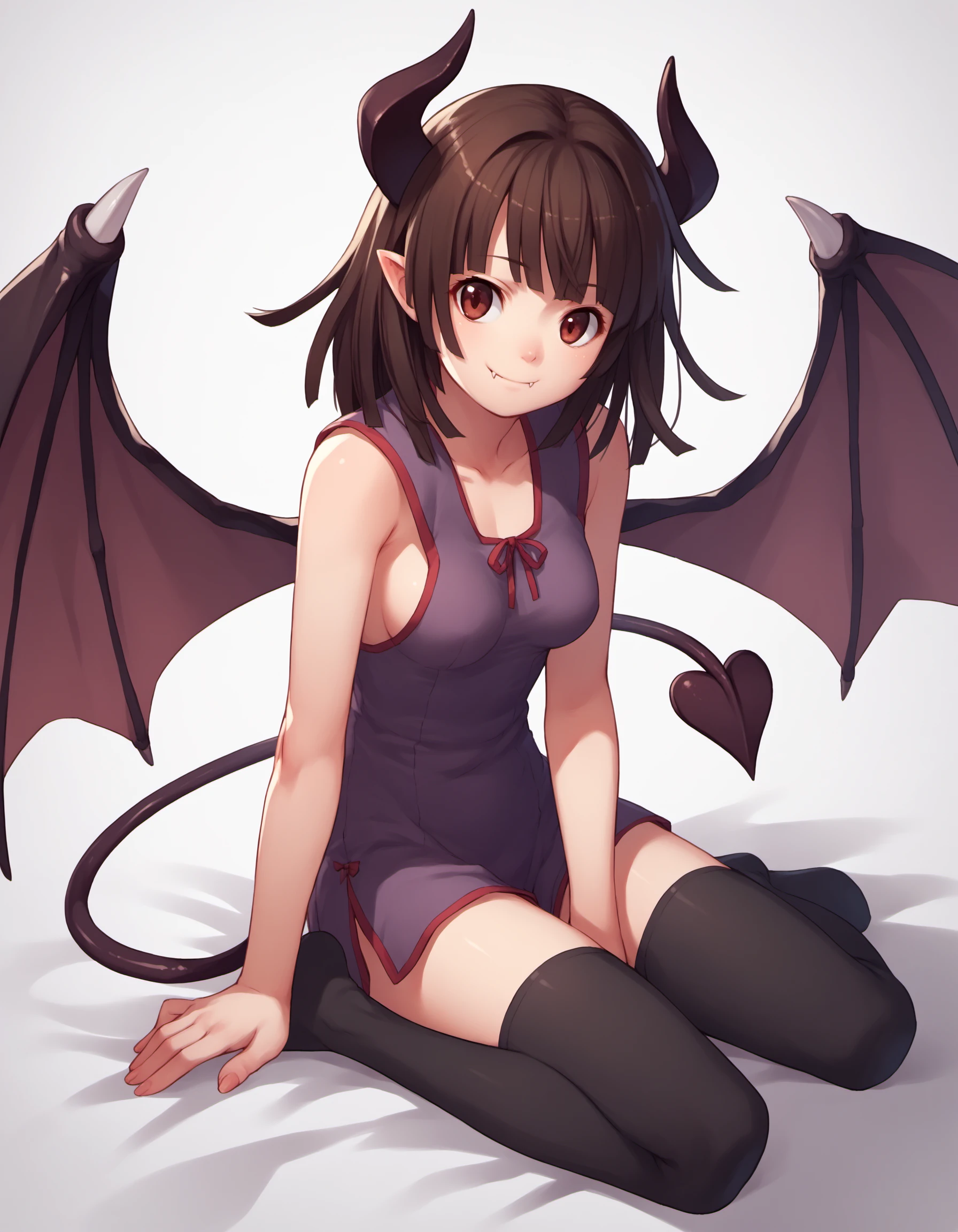 Cheeky cute girl、Black hair with red tips、devilish goth loli punk costume、half up