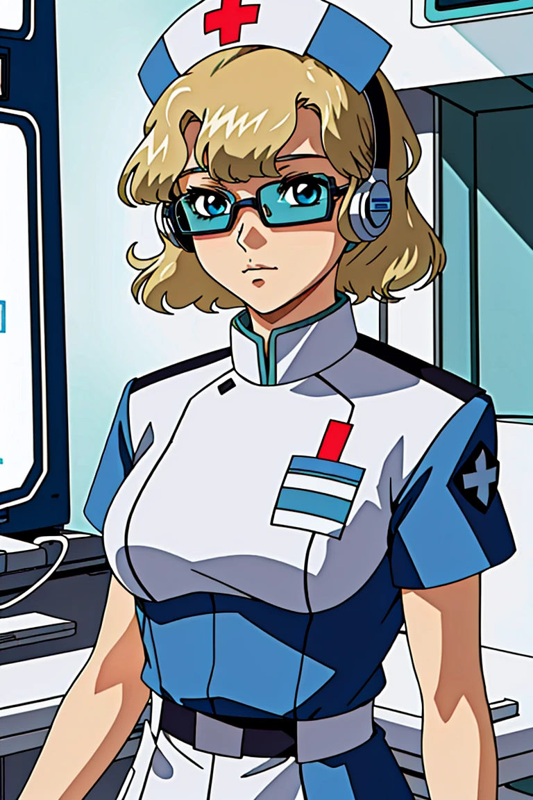 ((masterpiece, best quality,lower_body)), operating table,medical monitors,hospital bed,   <lora:cybr_nrs_v1.0-000006:0.8> (cyber_nrs,, 1girl, short sleeves, headphones, nurse cap, nurse, name tag, tinted eyewear, stethoscope,cybernetic, futuristic), <lora:Asagi_Caldwell_Seed-KK77-V1:0.7> (blonde hair, blue eyes,short hair,1girl,solo),