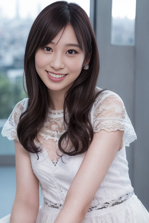1girl, (lace tops	:1.6),(RAW photo, best quality), (realistic, photo-realistic:1.4), (ultra detailed:1.8),masterpiece, an extremely delicate and beautiful, extremely detailed, 2k wallpaper, Amazing, finely detail, extremely detailed CG unity 8k wallpaper, ultra-detailed, highres, soft light, beautiful detailed girl, extremely detailed eyes and face, beautiful detailed nose, beautiful detailed eyes,(professional lighting:1.6),(city view:2.0),perfect anatomy,(slender body:1.8),(close up:2.0),(light smile,cheerful,friendly, warm:1.8),(looking at viewer:1.8),(young japanese:1.8),(smooth long hair:1.6), (brown eyes:1.8),(hands behind:2.0), (blurry,bokeh background:1.6),, <lora:yamashitananami_lora-10:0.8>